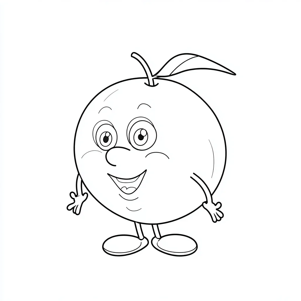 Dibujo de personaje de naranja de dibujos para colorear