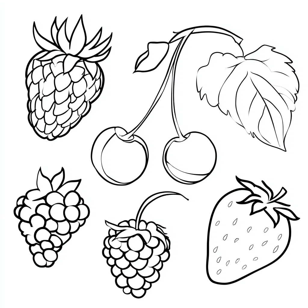 Dibujo de variedad de frutas para colorear
