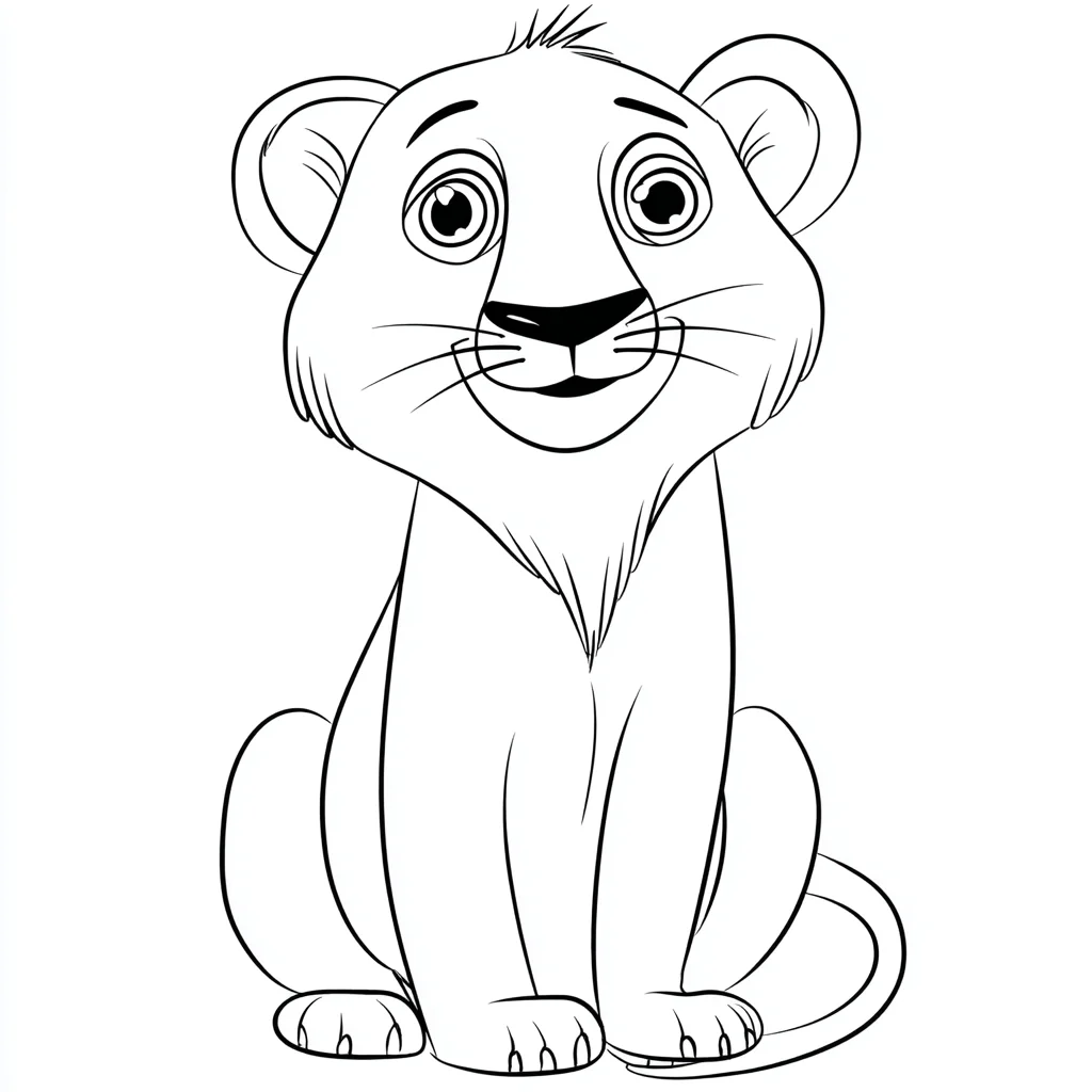 Dibujo de león cartoon sentado para colorear Dibujo de león cartoon sentado para colorear