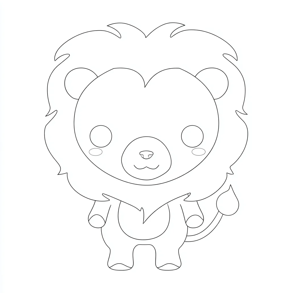 Dibujo de contorno chibi de león para colorear Dibujo de contorno chibi de león para colorear