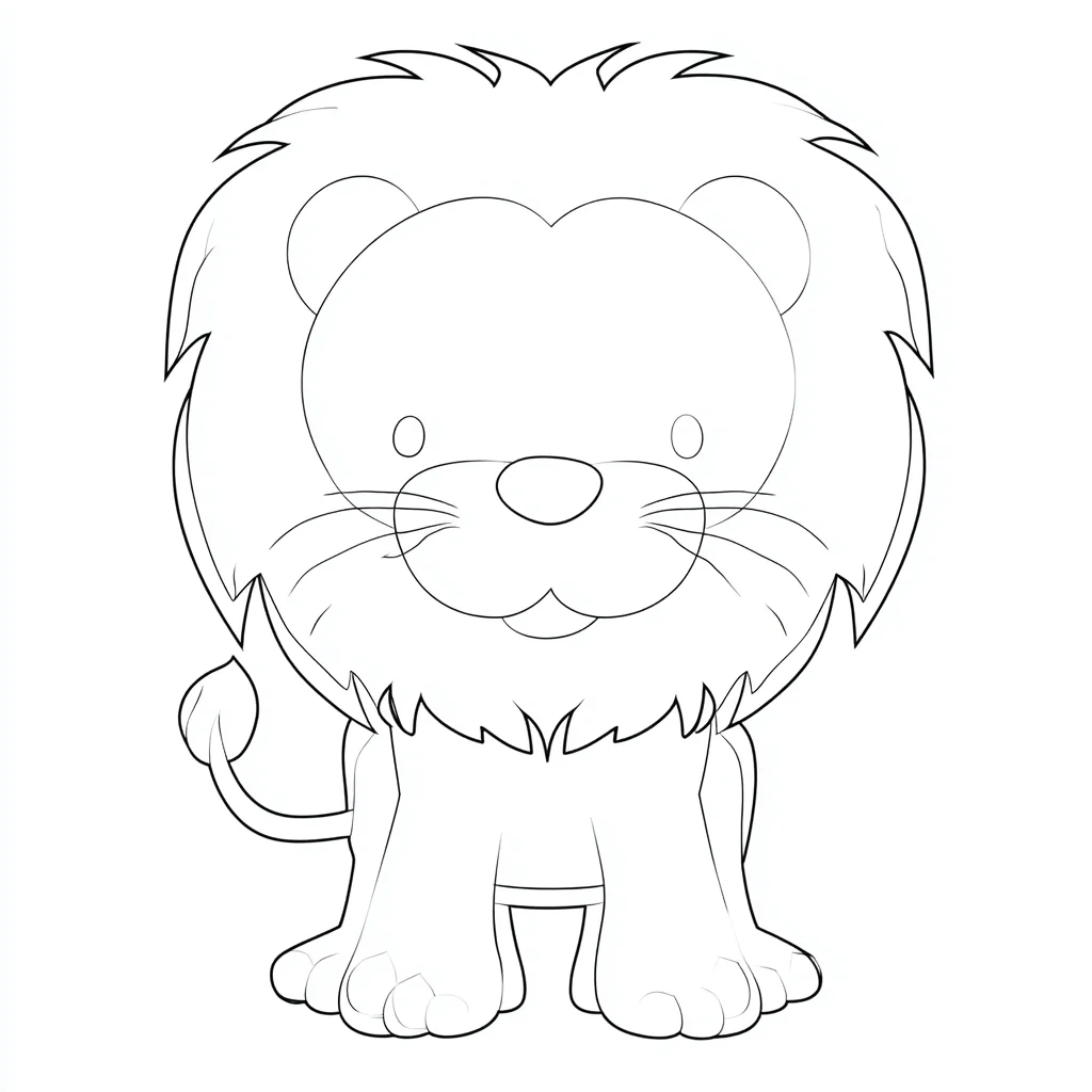 Dibujo de figura chibi de león para colorear Dibujo de figura chibi de león para colorear