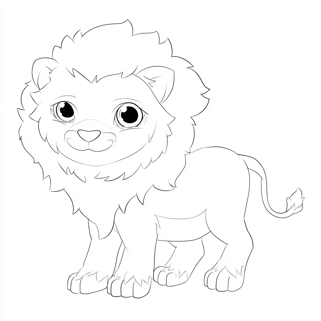 Dibujo de perfil de león kawaii para colorear Dibujo de perfil de león kawaii para colorear