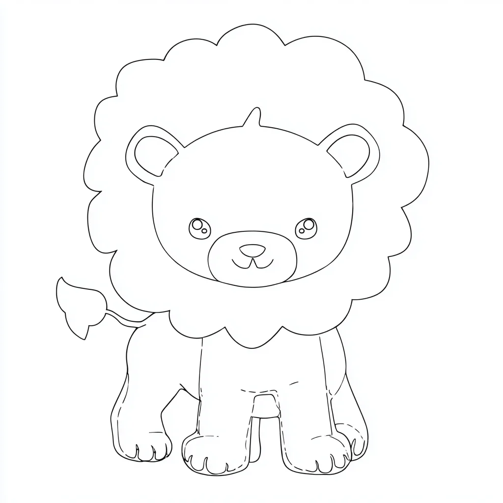 Dibujo de silueta de león kawaii para colorear Dibujo de silueta de león kawaii para colorear