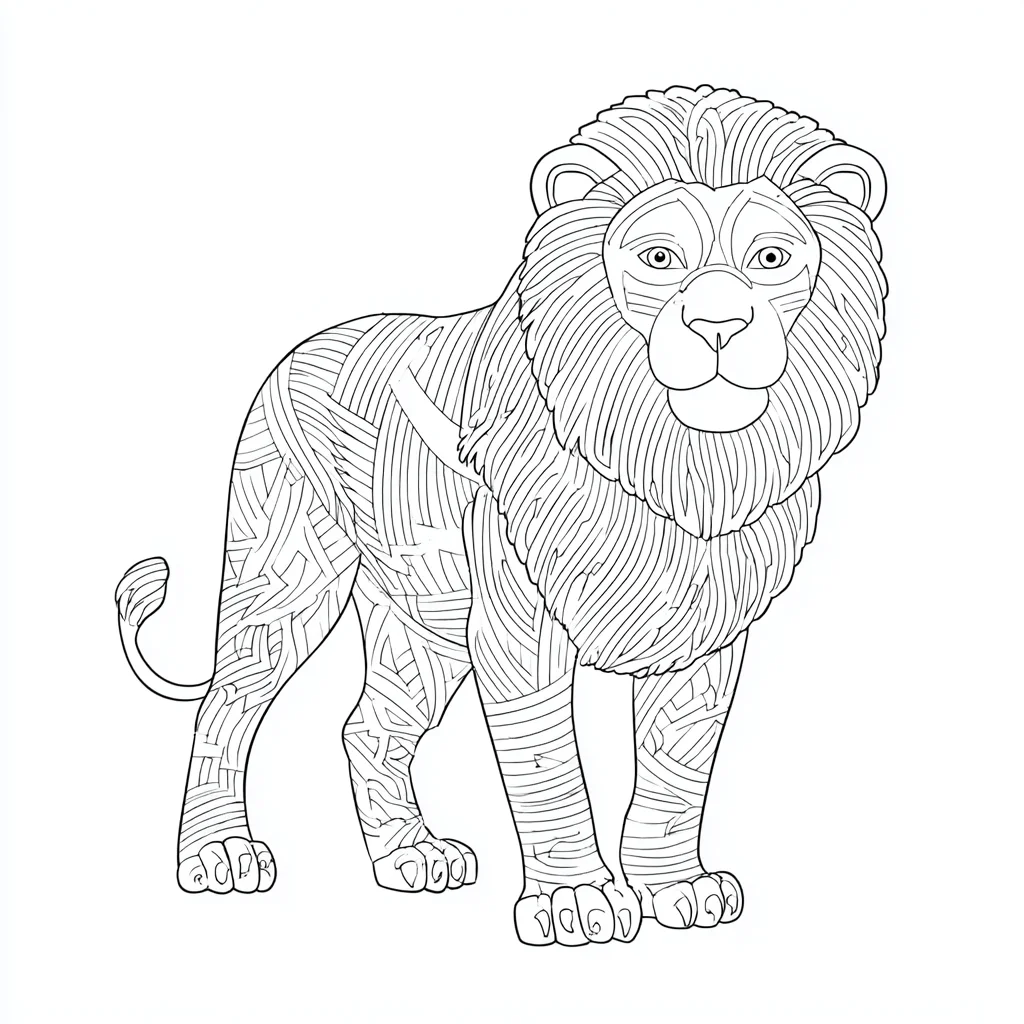 Dibujo de léon de estilo zentagle para colorear Dibujo de léon de estilo zentagle para colorear