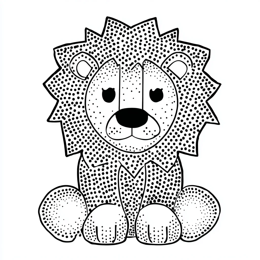 Dibujo de león infantil con puntos para colorear Dibujo de león infantil con puntos para colorear