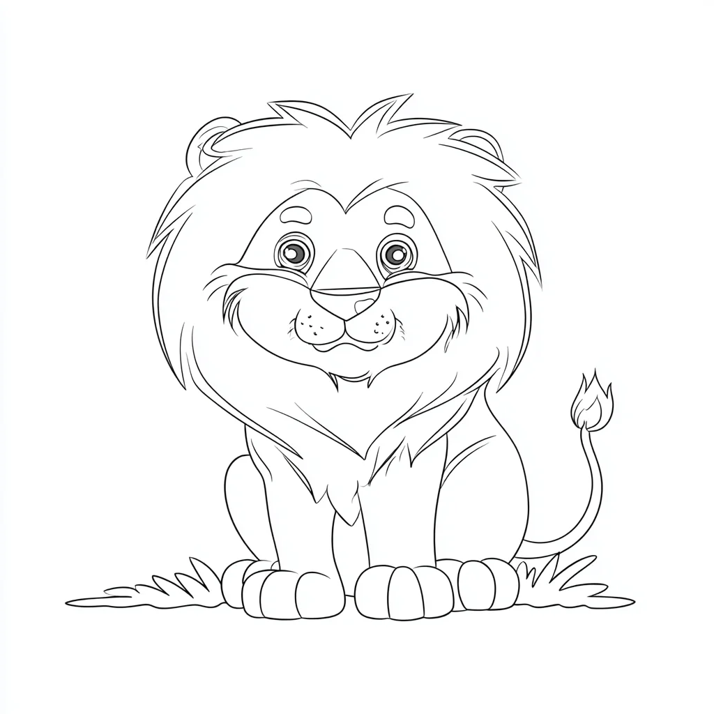 Dibujo de contorno con detalles de león para colorear Dibujo de contorno con detalles de león para colorear