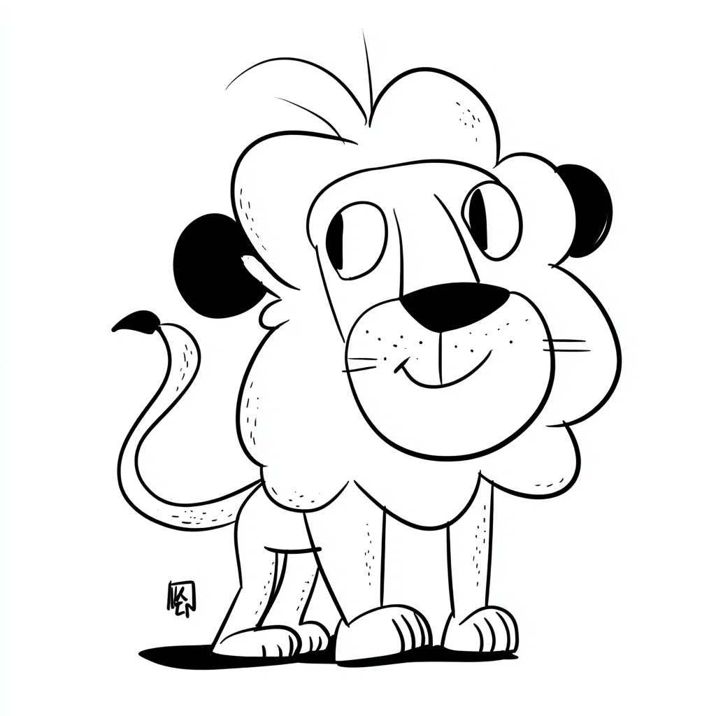 Dibujo de león caricaturesco para colorear Dibujo de león caricaturesco para colorear