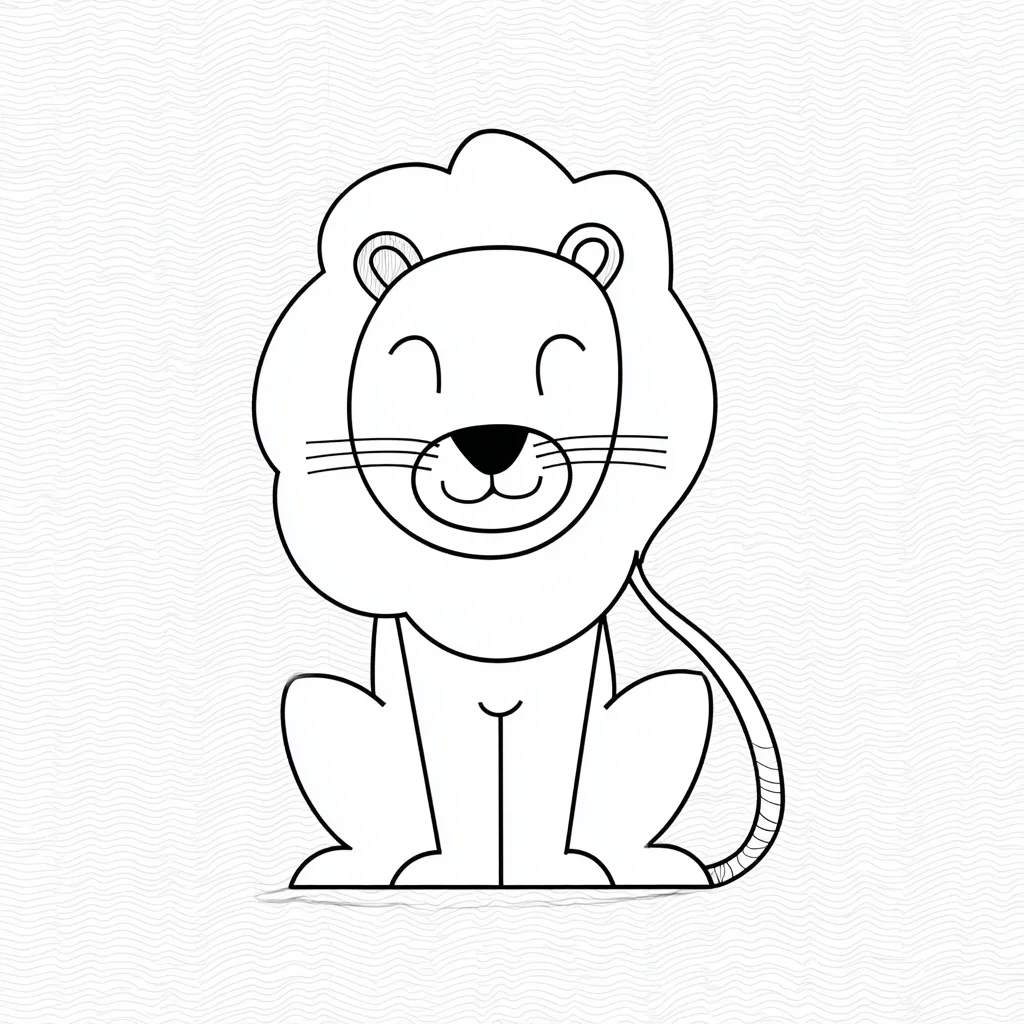 Dibujo de león simple estilo infantil para colorear Dibujo de león simple estilo infantil para colorear