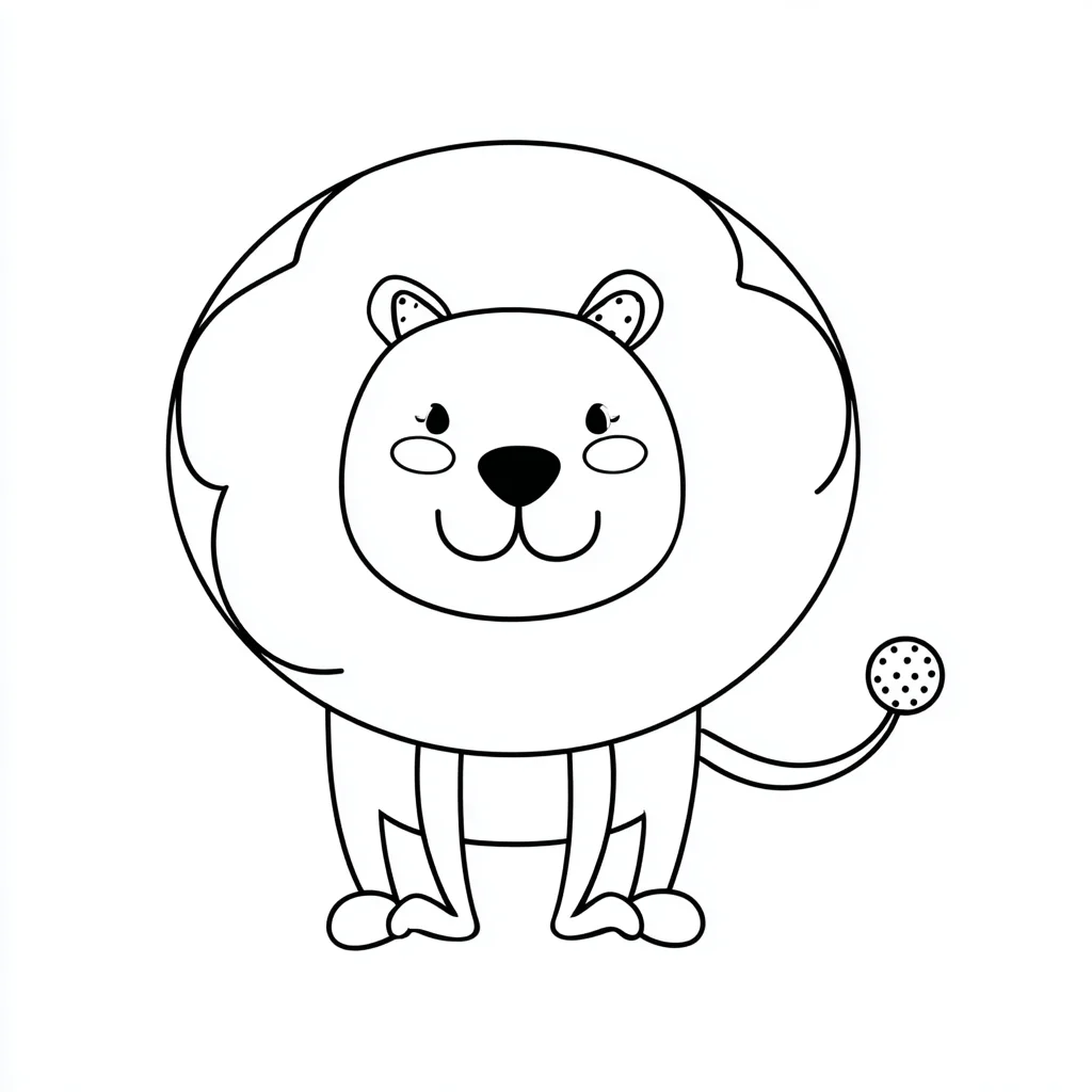 Dibujo de león infantil de círculos para colorear Dibujo de león infantil de círculos para colorear