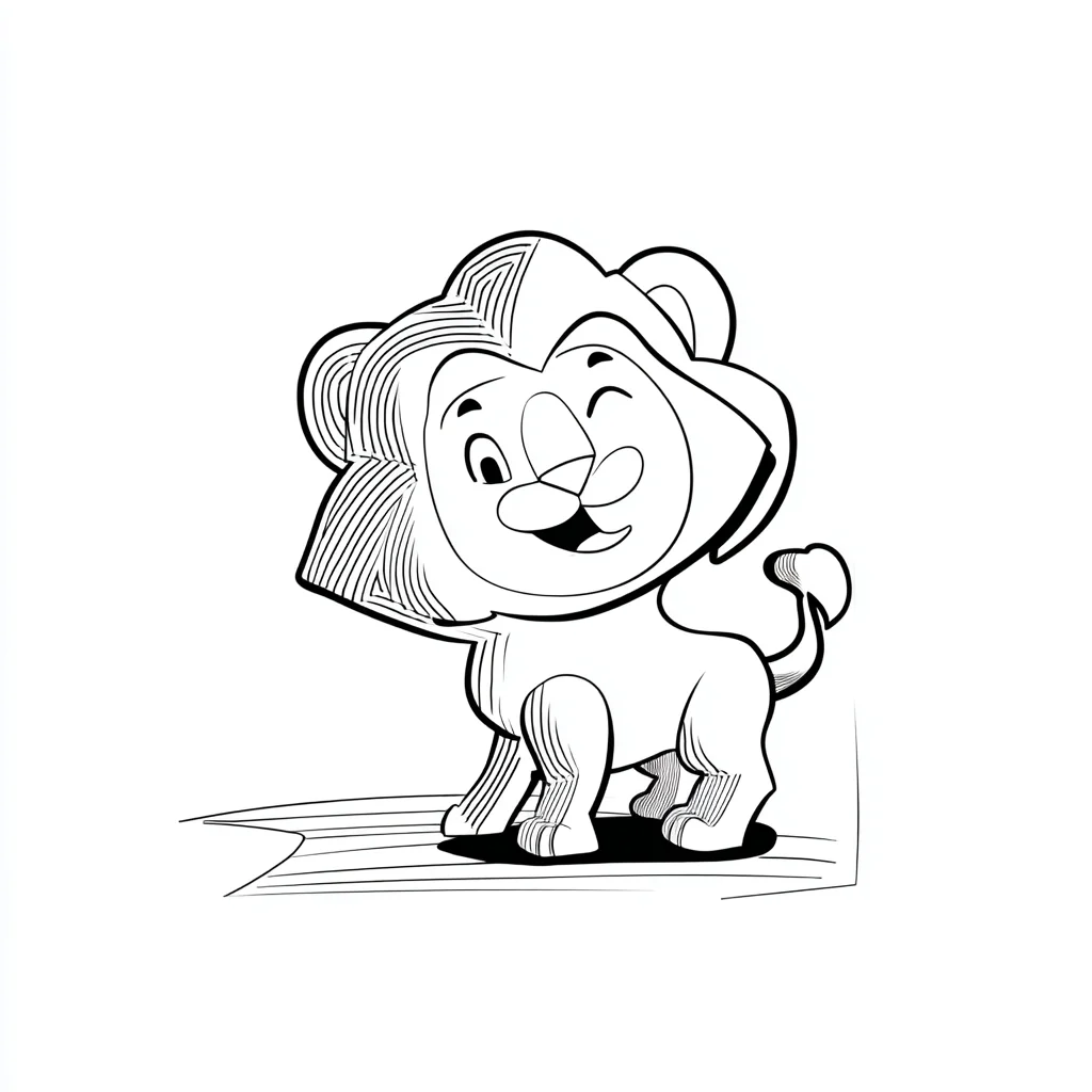 Dibujo de león infantil de estilo artístico para colorear Dibujo de león infantil de estilo artístico para colorear