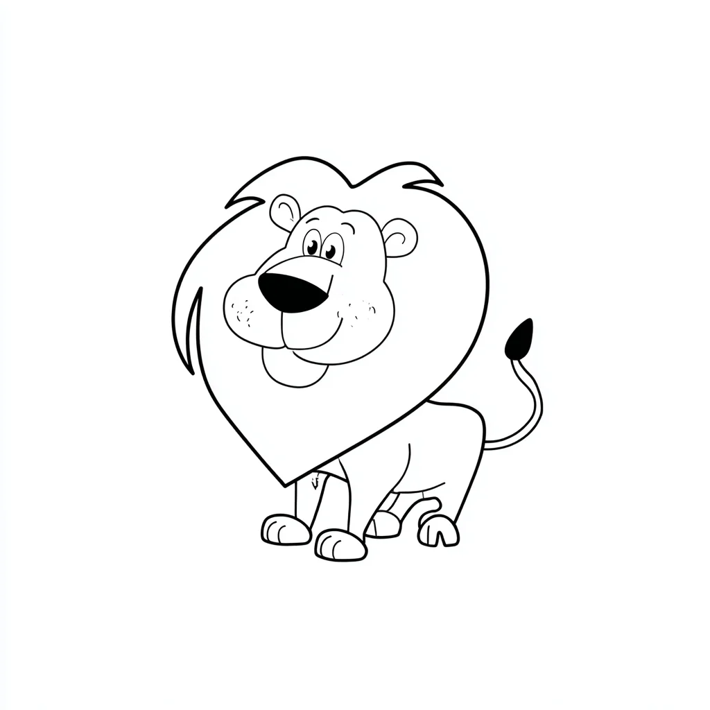 Dibujo de león cómico de dibujos para colorear Dibujo de león cómico de dibujos para colorear