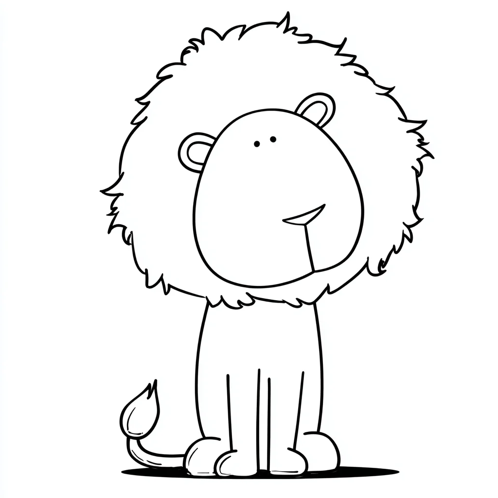 Dibujo de león de trazo infantil para colorear Dibujo de león de trazo infantil para colorear