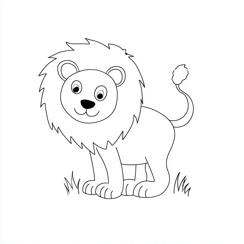 Dibujo de léon infantil de línea fina para colorear Dibujo de léon infantil de línea fina para colorear