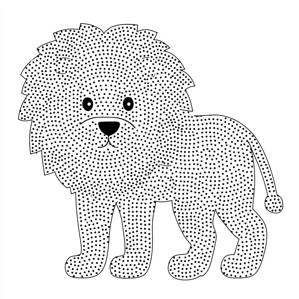 Dibujo de contorno de león estilo dot para colorear Dibujo de contorno de león estilo dot para colorear