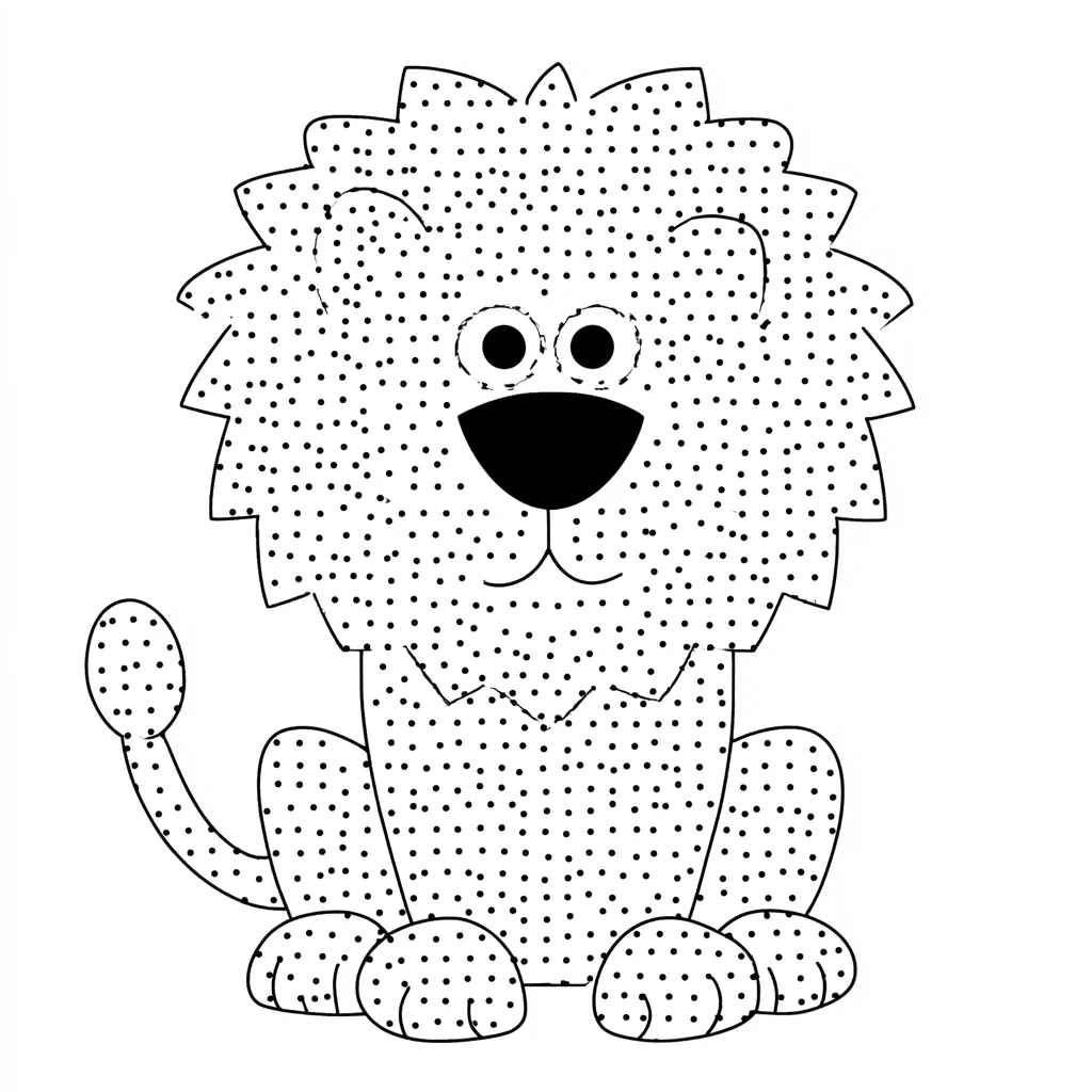 Dibujo de figura de leoncito con puntos para colorear Dibujo de figura de leoncito con puntos para colorear