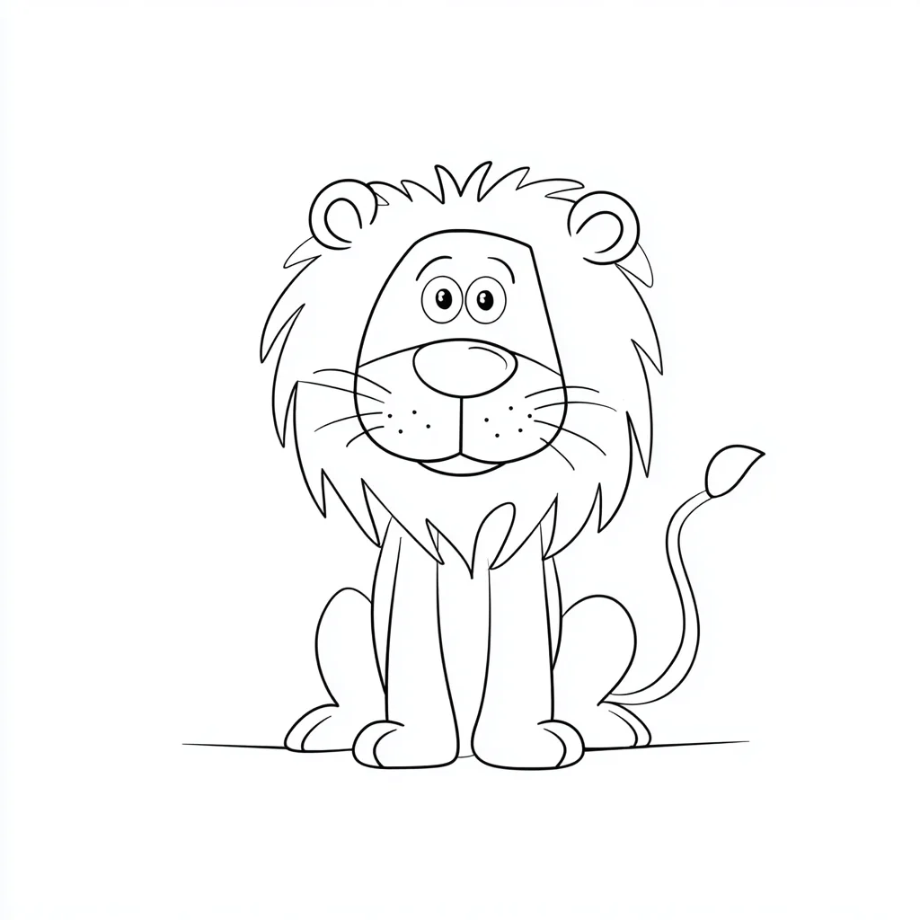 Dibujo de león fácil sentado para colorear Dibujo de león fácil sentado para colorear