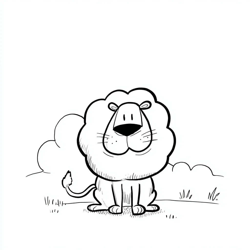Dibujo de león fácil de trazo grueso para colorear Dibujo de león fácil de trazo grueso para colorear