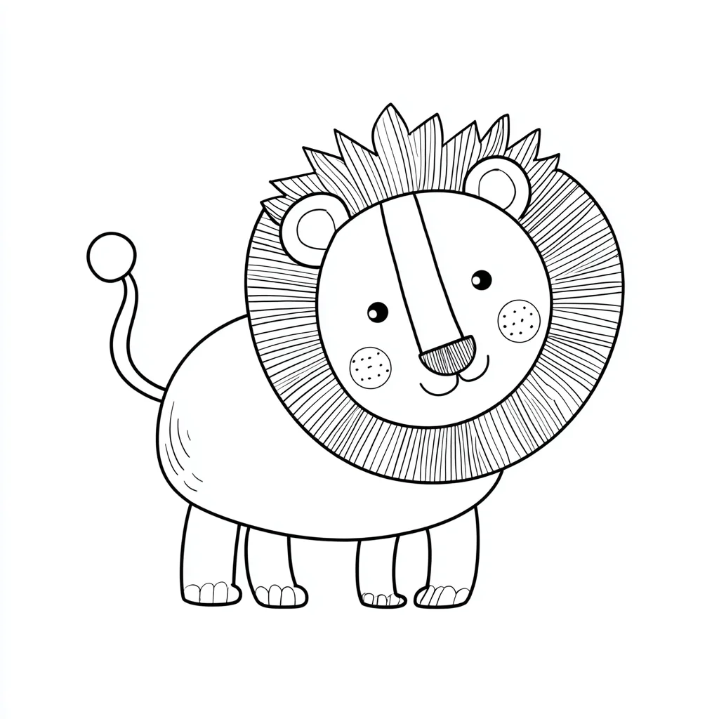 Dibujo de león redondo infantil para colorear Dibujo de león redondo infantil para colorear
