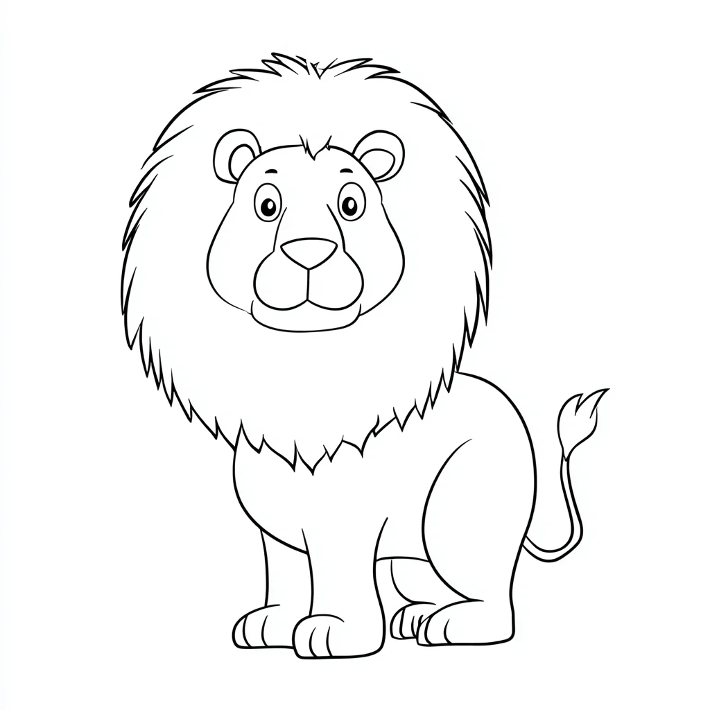 Dibujo de león de ilustración infantil para colorear Dibujo de león de ilustración infantil para colorear