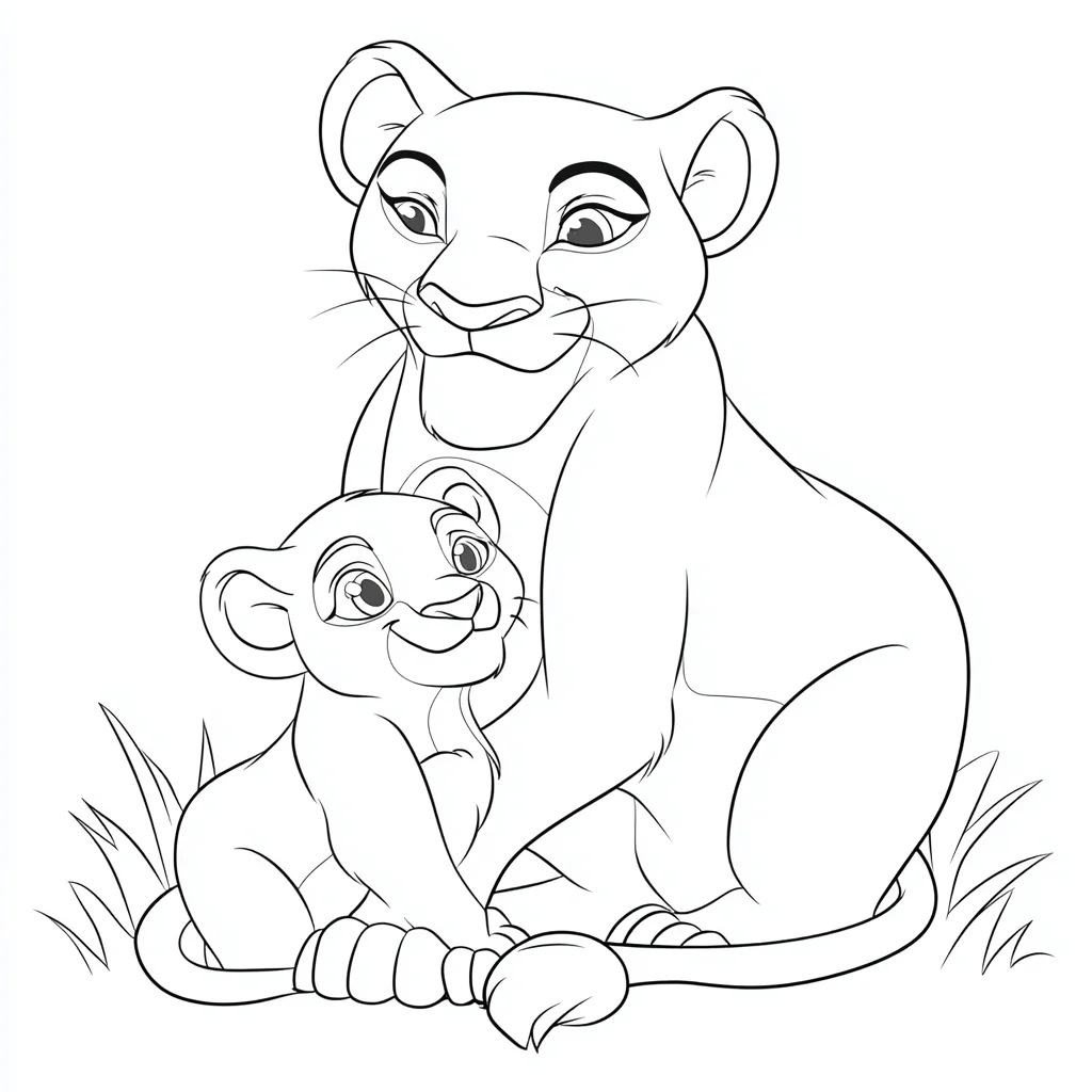 Dibujo de leona y leoncito de dibujos para colorear Dibujo de leona y leoncito de dibujos para colorear