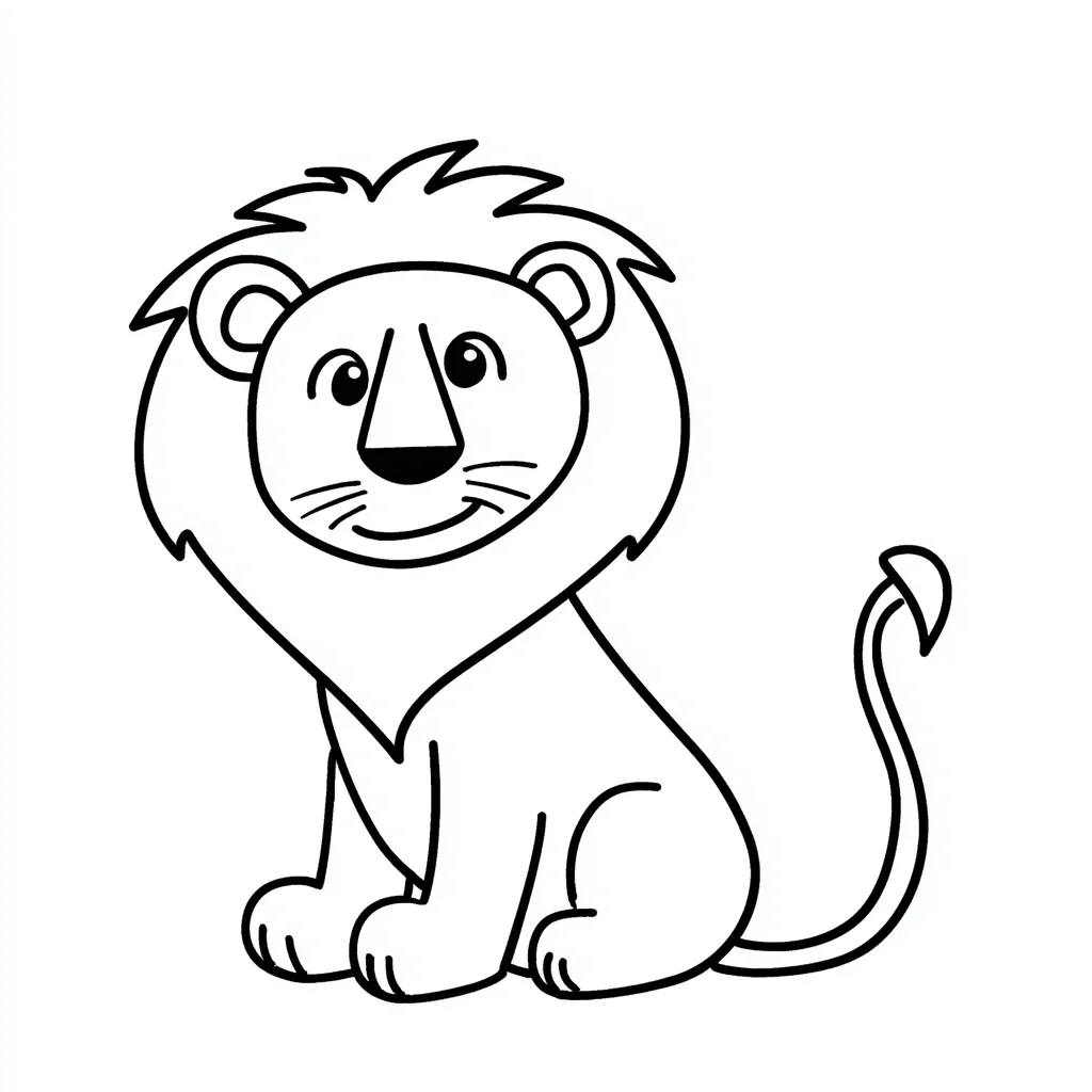 Dibujo de león fácil de trazo grueso para colorear Dibujo de león fácil de trazo grueso para colorear