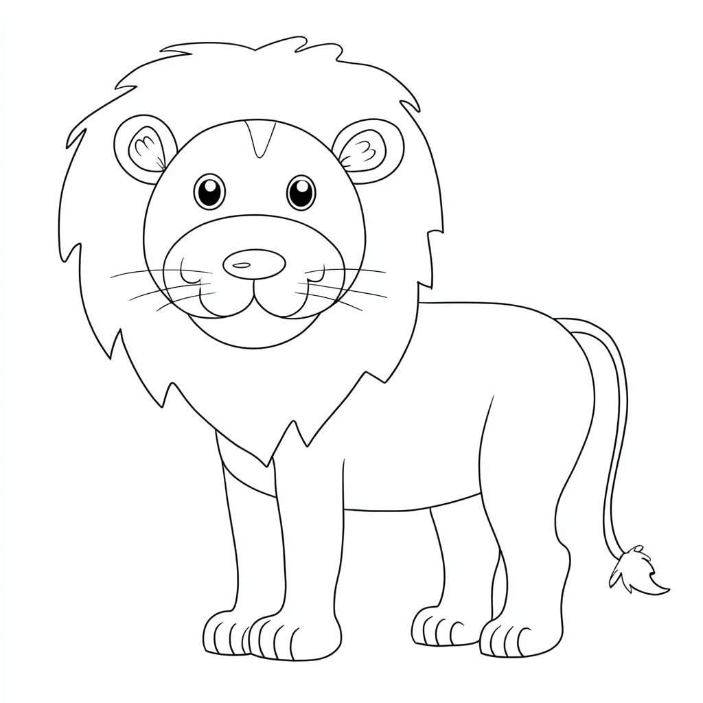 Dibujo de león sonriente kawaii para colorear Dibujo de león sonriente kawaii para colorear