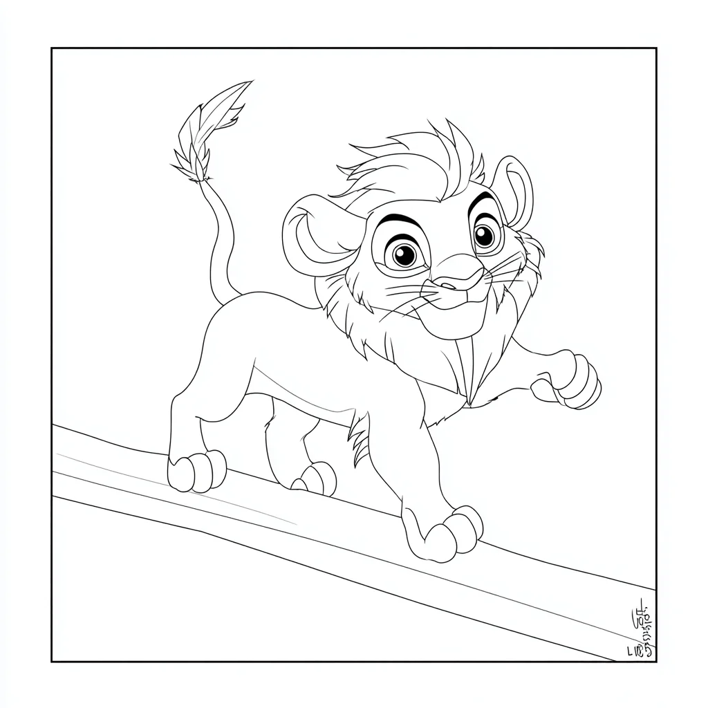 Dibujo de león caminando sobre una tabla para colorear Dibujo de león caminando sobre una tabla para colorear
