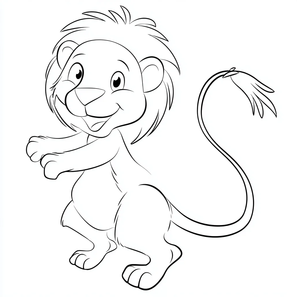 Dibujo de leoncito alegre bailando para colorear Dibujo de leoncito alegre bailando para colorear