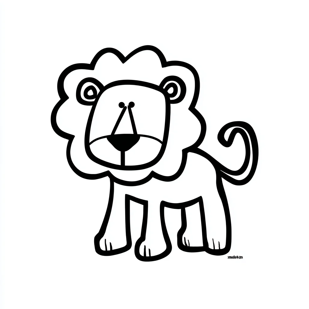 Dibujo de león infantil con trazo grueso para colorear Dibujo de león infantil con trazo grueso para colorear