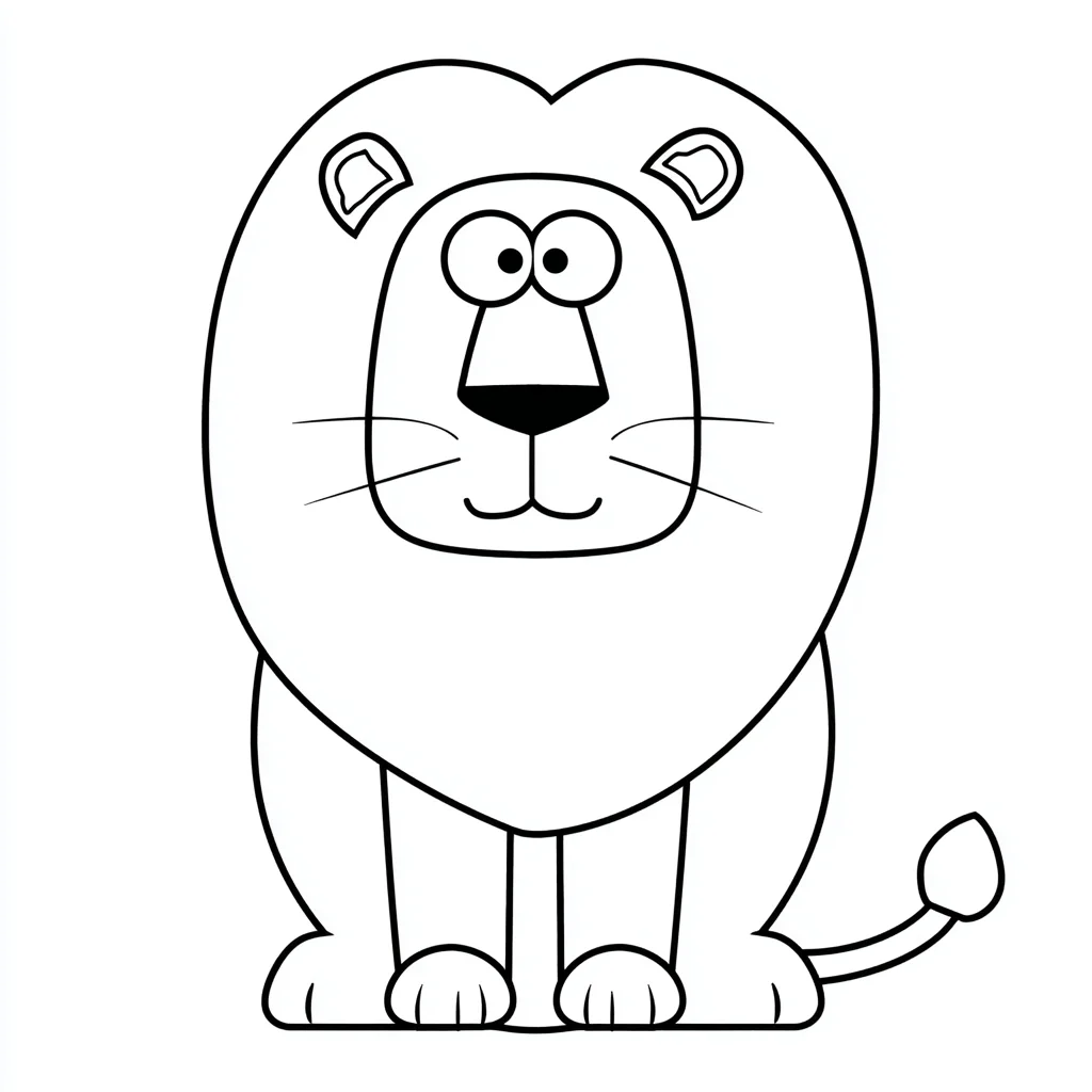Dibujo de león simple infantil para colorear Dibujo de león simple infantil para colorear
