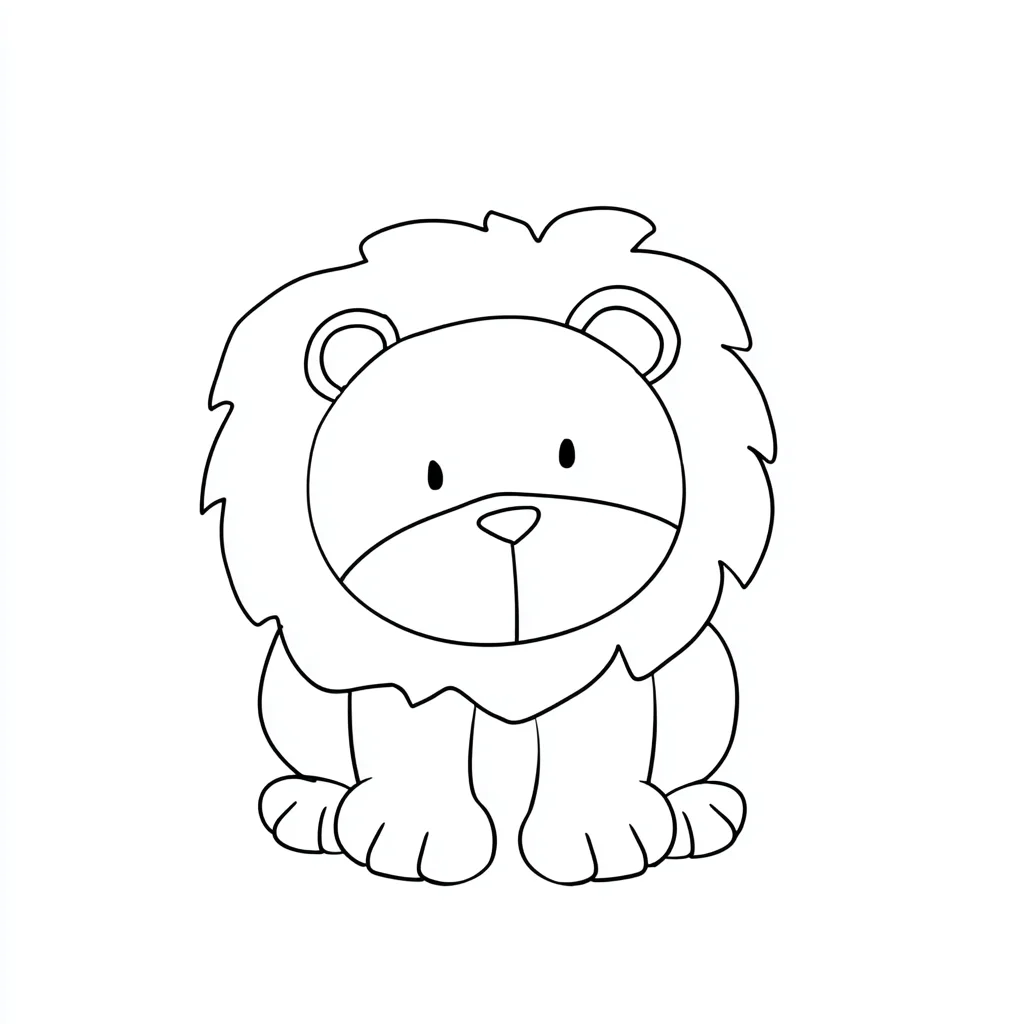Dibujo de león infantil redondo para colorear Dibujo de león infantil redondo para colorear