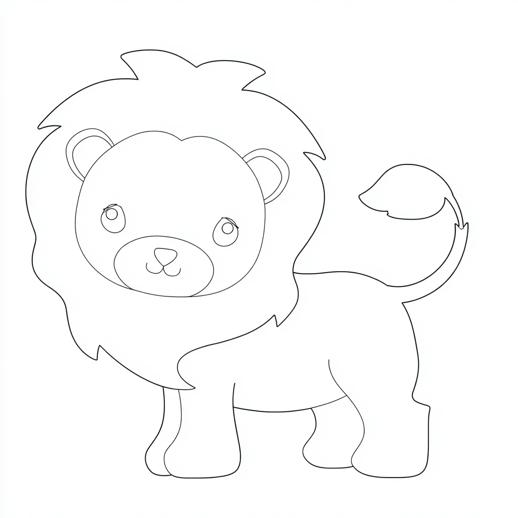 Dibujo de contorno suave de león kawaii para colorear Dibujo de contorno suave de león kawaii para colorear