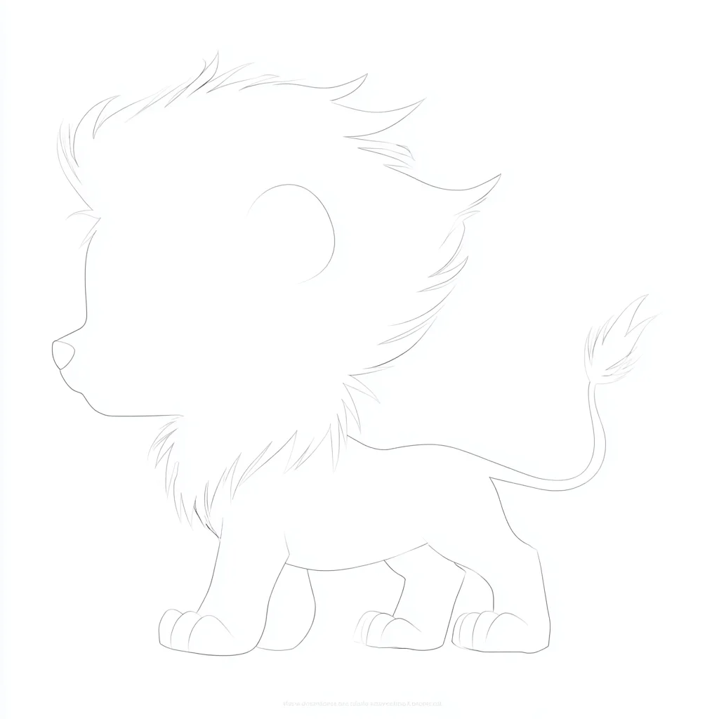 Dibujo de contorno de león anime de perfil para colorear Dibujo de contorno de león anime de perfil para colorear