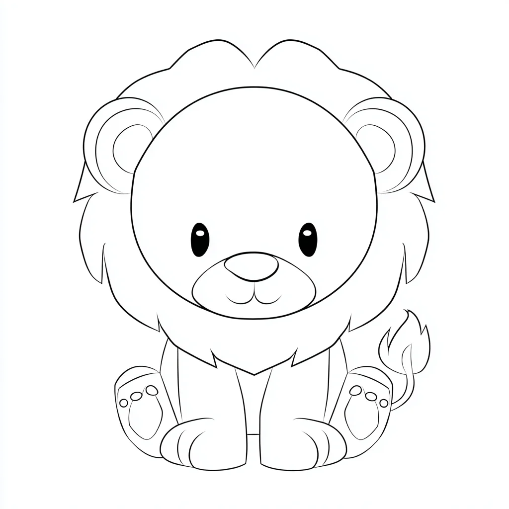 Dibujo de leoncito redondo sentado para colorear Dibujo de leoncito redondo sentado para colorear