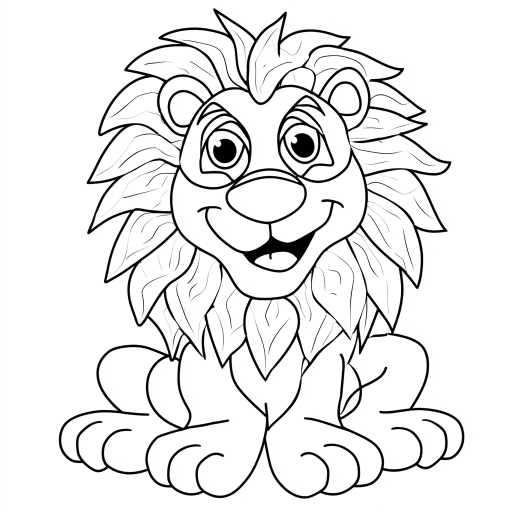 Dibujo de león cómico infantil para colorear Dibujo de león cómico infantil para colorear