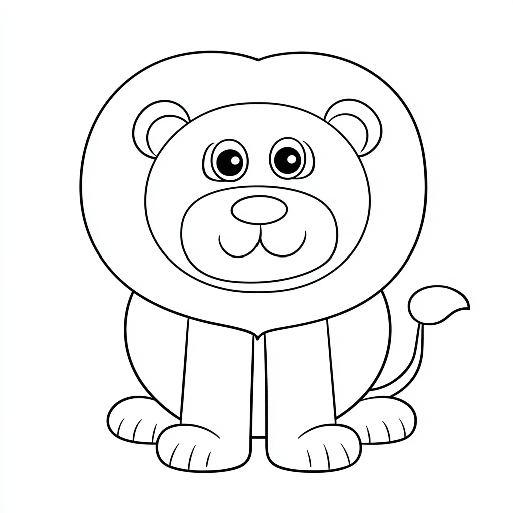 Dibujo de león fácil con trazo redondeado para colorear Dibujo de león fácil con trazo redondeado para colorear