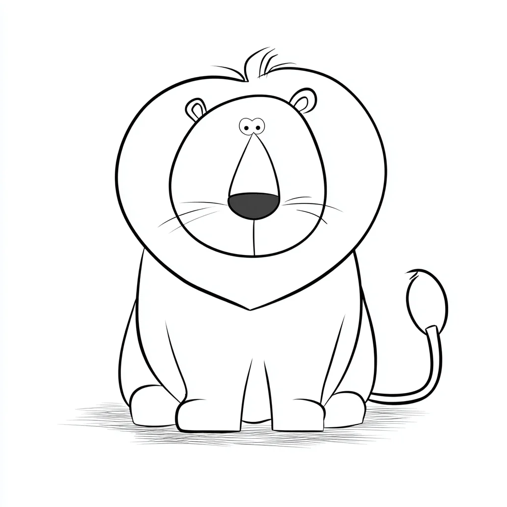 Dibujo de león caricaturesco fácil para colorear Dibujo de león caricaturesco fácil para colorear