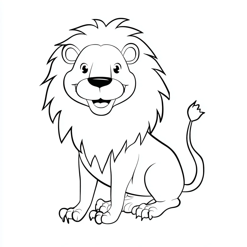 Dibujo de león alegre con melena puntiaguda para colorear Dibujo de león alegre con melena puntiaguda para colorear