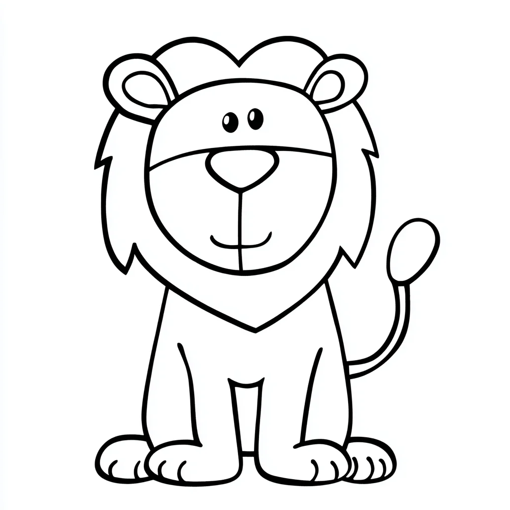 Dibujo de león de diseño infantil para colorear Dibujo de león de diseño infantil para colorear