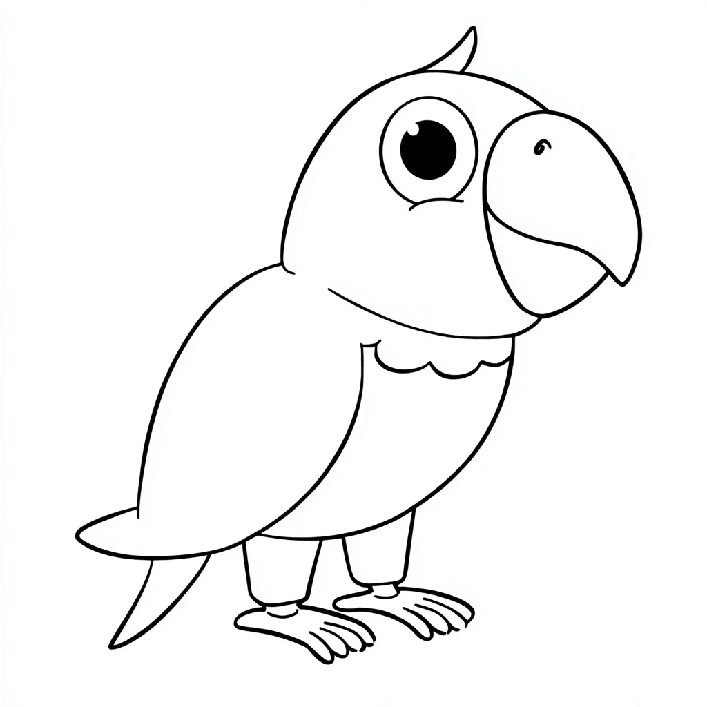 Dibujo de loro chibi de cresta pequeña para colorear
