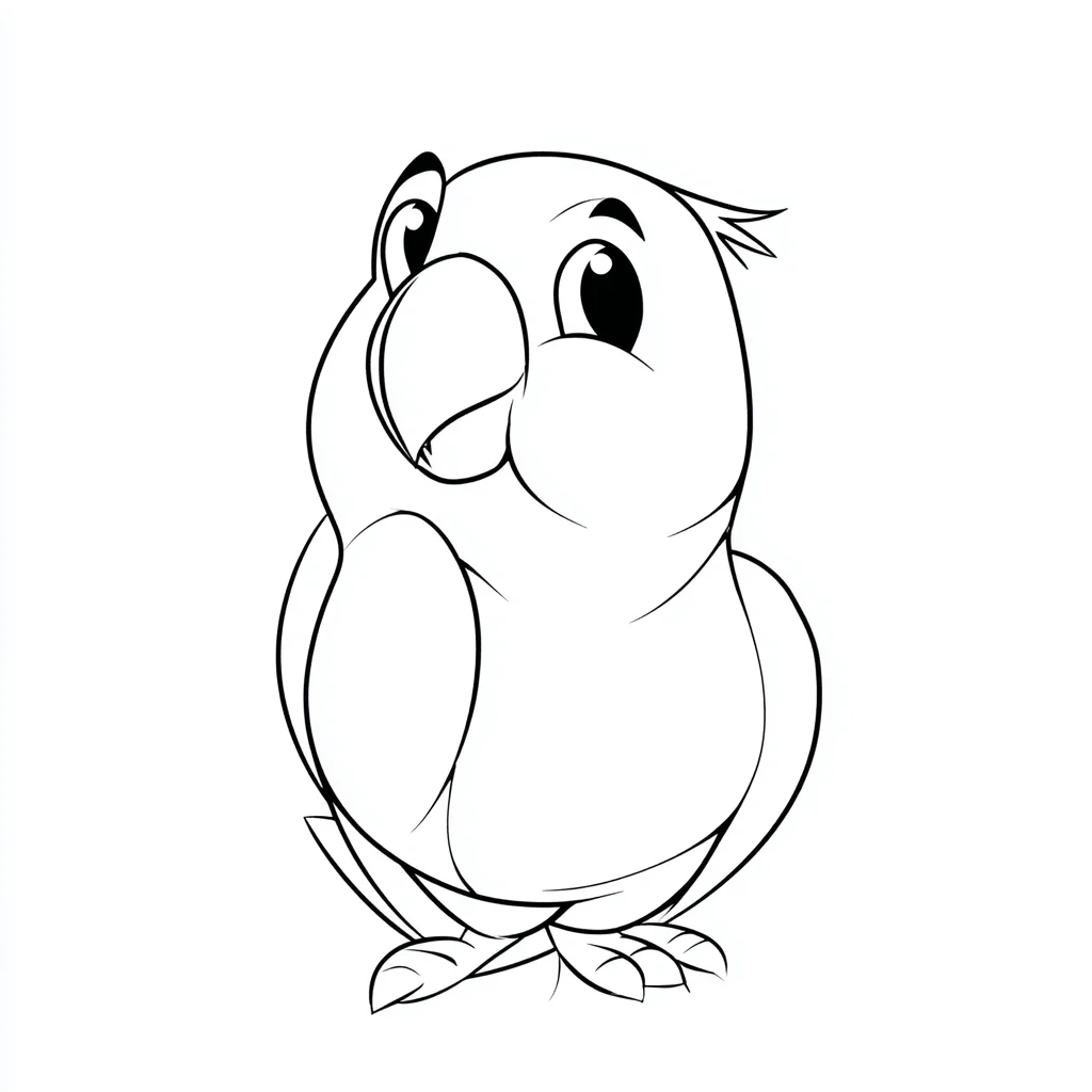 Dibujo de loro tierno caricaturesco para colorear