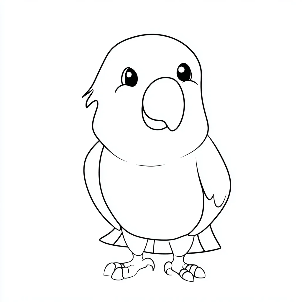 Dibujo de loro tierno de estilo infantil para colorear