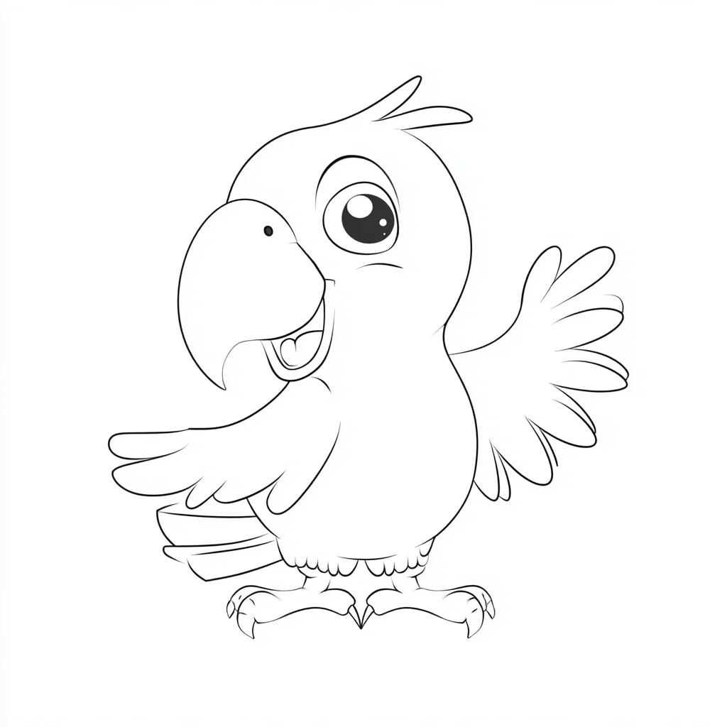 Dibujo de loro kawaii aguileño para colorear