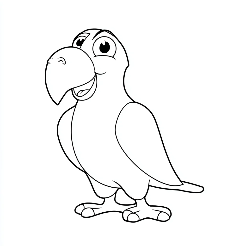 Dibujo de loro de caricatura para colorear