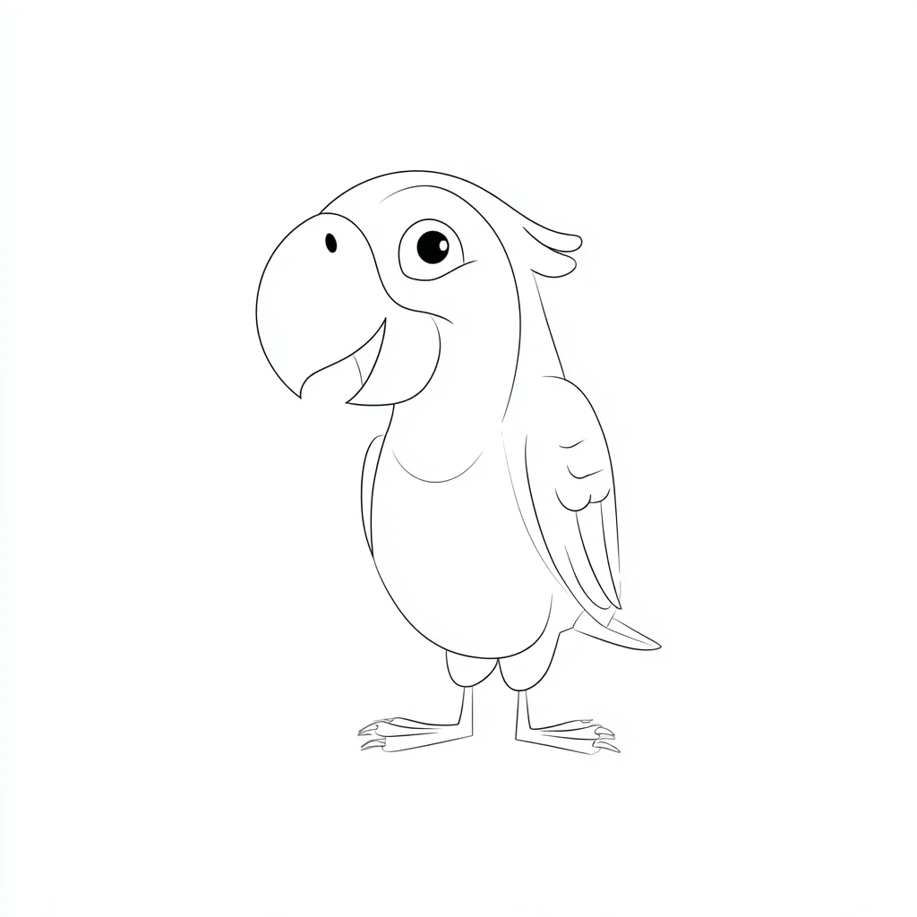 Dibujo de loro infantil animado para colorear