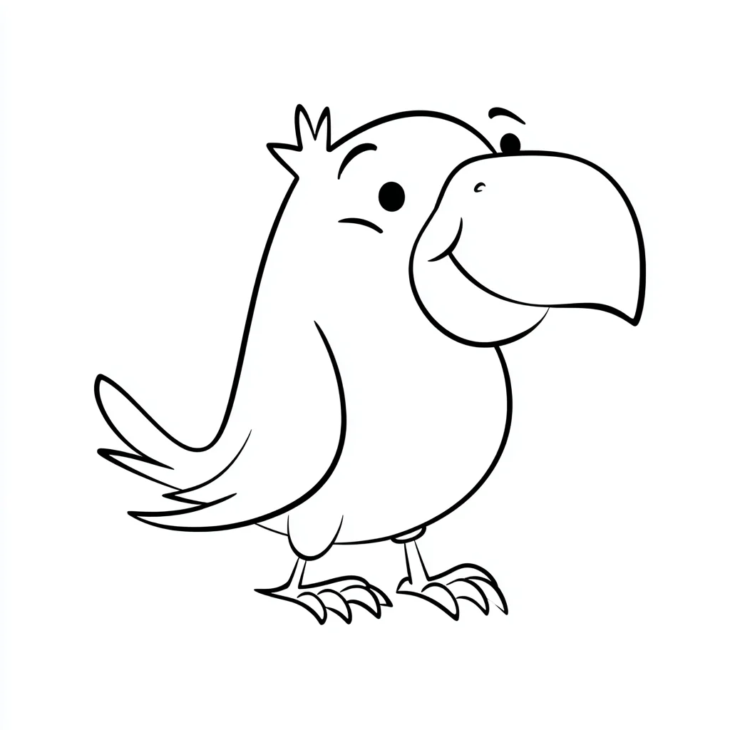Dibujo de loro de estilo cómico para colorear