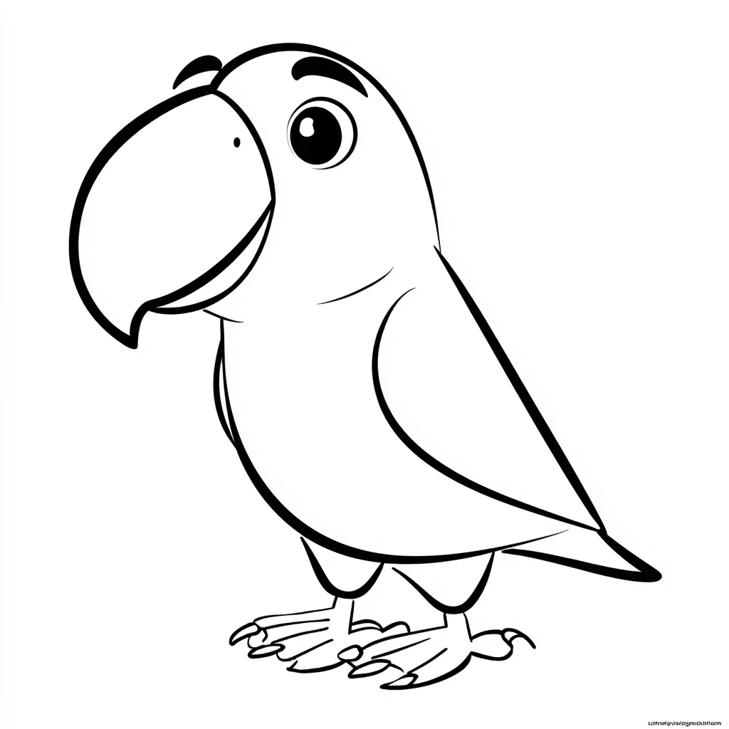Dibujo de lindo loro de trazo grueso para colorear