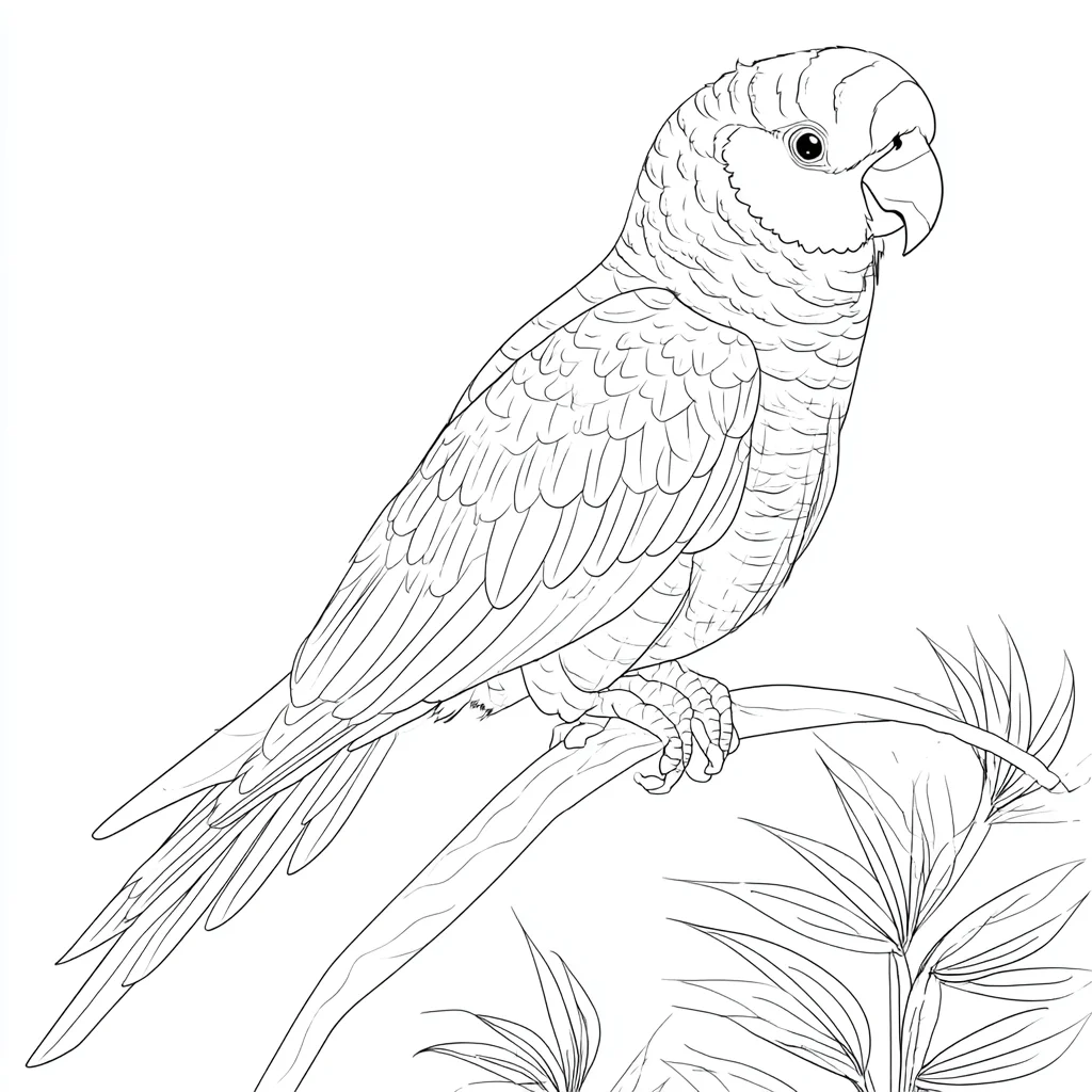 Dibujo de loro de estilo naturalista para colorear
