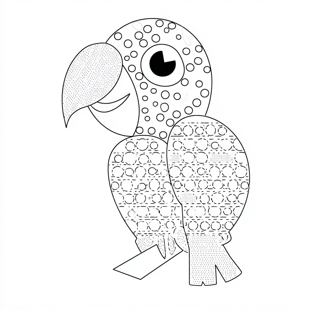 Dibujo de loro circular de estilo dot para colorear