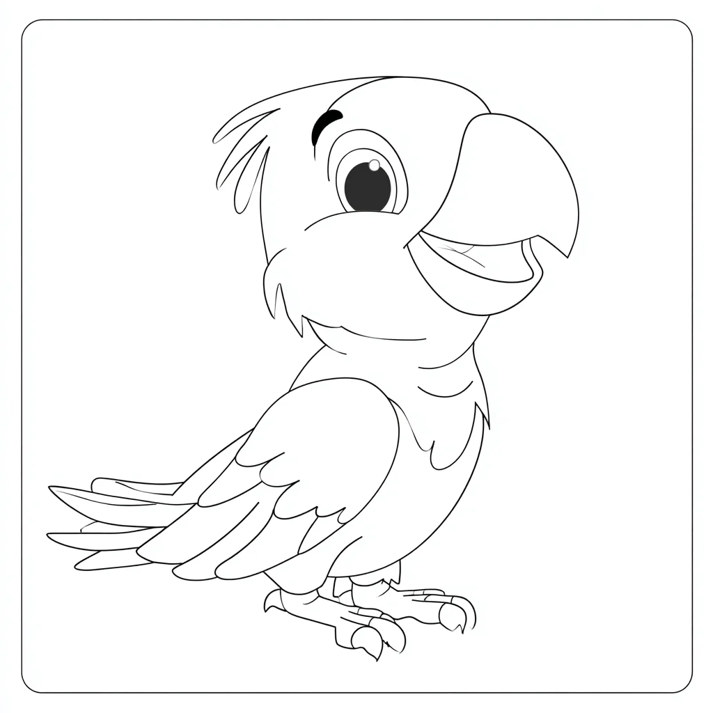 Dibujo de loro gracioso infantil para colorear